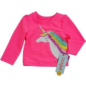 Cat & Jack Rash Guard Pink Unicorn Long Sleeve Swim Baby Girl Size 12 Months
